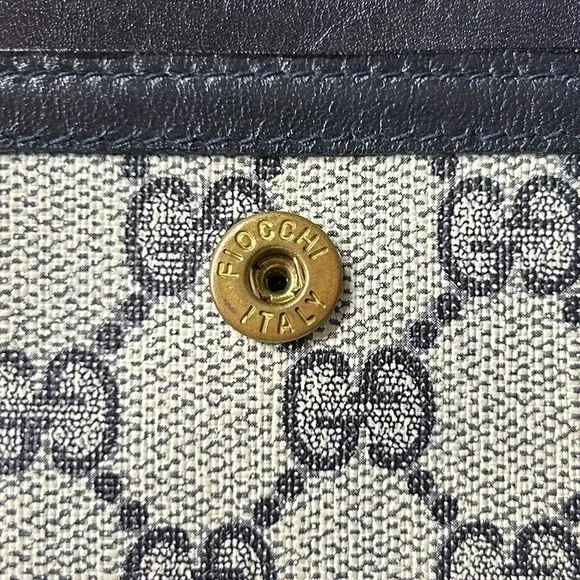 Gucci Web Navy Sherry Line GG Coated Canvas Clutch - Picture 4 of 13